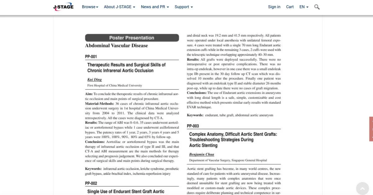 Annals of Vascular Diseases｜周邊動脈疾病的血管重建趨勢